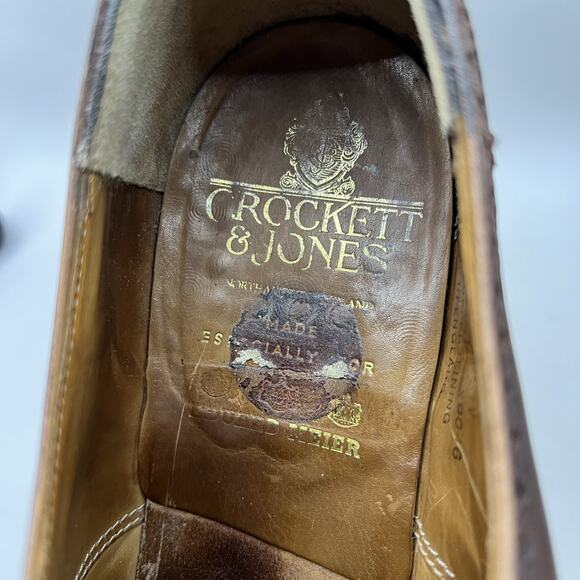 Crockett & Jones Canterbury Wingtip Oxford Men Size 9 E Wide Brown Brogue Shoes - Picture 9 of 10